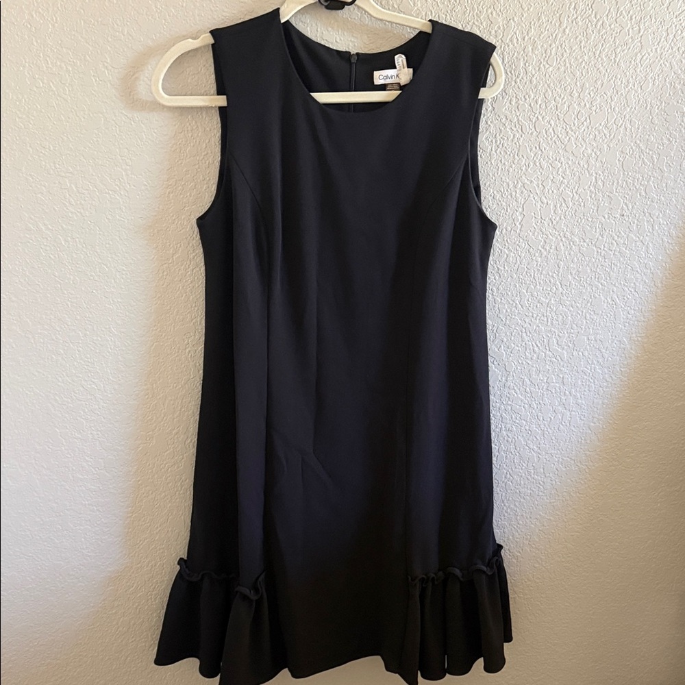 Calvin Klein Black Ruffle Hem Mini Dress